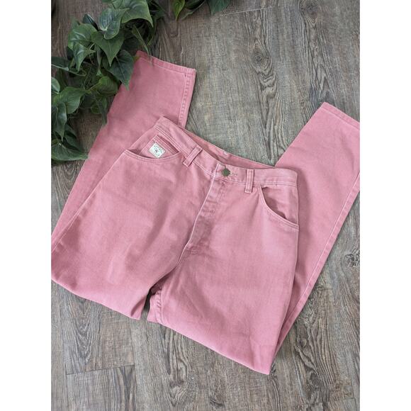Vintage Wrangler Mom Jeans High Waisted Straight Leg Western Boho Pink Size 10 - Picture 1 of 11
